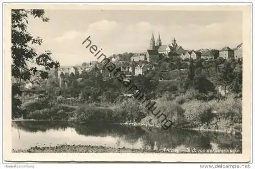 Fritzlar - Blick von der Ederbrücke - Foto-AK - Verlag H. Lublow Bergfreiheit/Wildungen