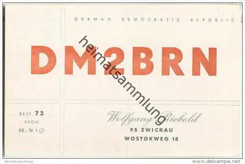 QSL - QTH - Funkkarte - DM2BRN - Zwickau - 1969