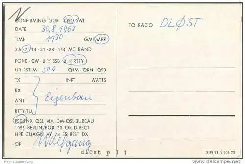 QSL - QTH - Funkkarte - DM2BRN - Zwickau - 1969