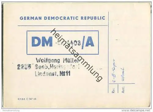 QSL - QTH - Funkkarte - DM-EA-4403/A - Seebad Heringsdorf - 1968
