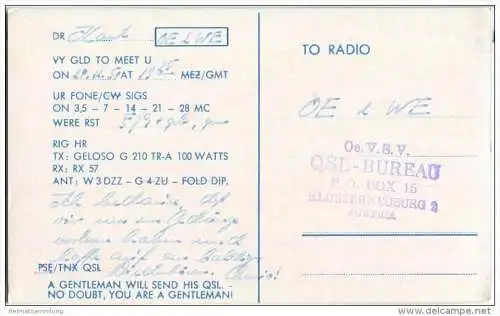 QSL - QTH - Funkkarte - DL0BL - Soest - Prov. Blindenschule - 1958