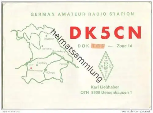 QSL - QTH - Funkkarte - DK5CN - Deisenhausen - 1971