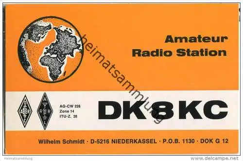 QSL - QTH - Funkkarte - DK8KC - Niederkassel - 1975