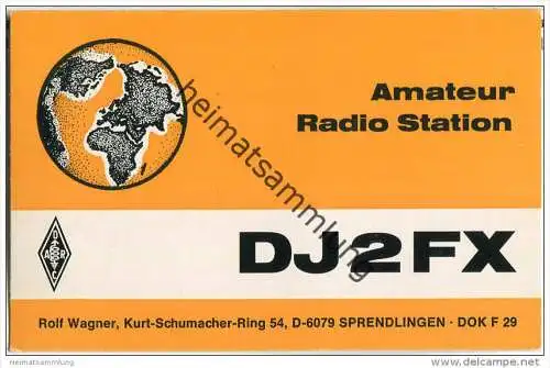 QSL - QTH - Funkkarte - DJ2FX - Sprendlingen - 1975
