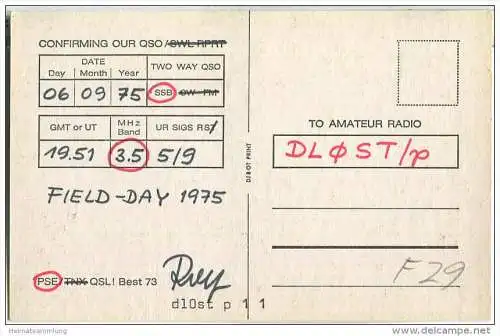 QSL - QTH - Funkkarte - DJ2FX - Sprendlingen - 1975