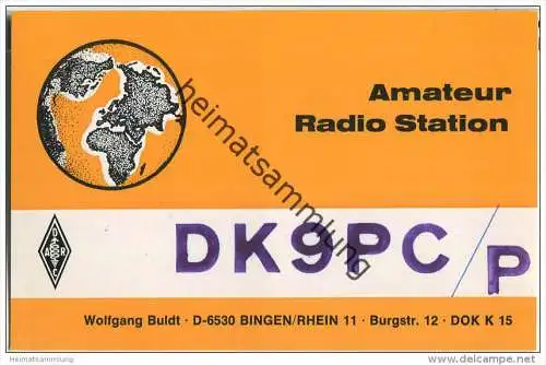 QSL - QTH - Funkkarte - DK9PC/P - Bingen - 1975