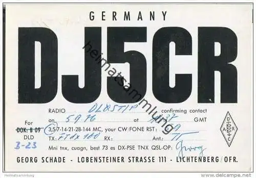 QSL - QTH - Funkkarte - DJ5CR - Lichtenberg (Oberfranken) - 1976