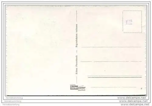 Glarus - Bahnhofstrasse und Burgstrasse mit Wiggis - Foto-AK