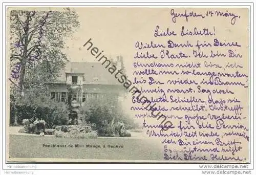 Geneve - Pensionnat de Mmes Mange