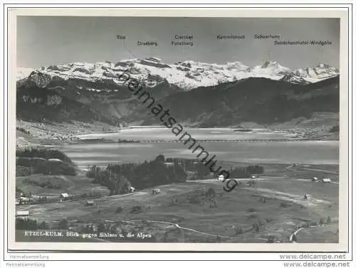 Etzel-Kulm - Blick gegen Sihlsee und die Alpen - Foto-AK Grossformat
