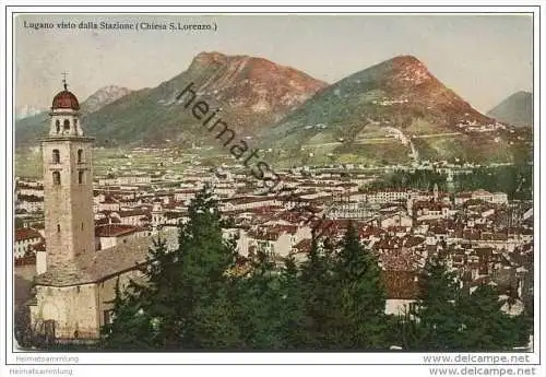 Lugano visto dalla Stazione - Chiesa S. Lorenzo