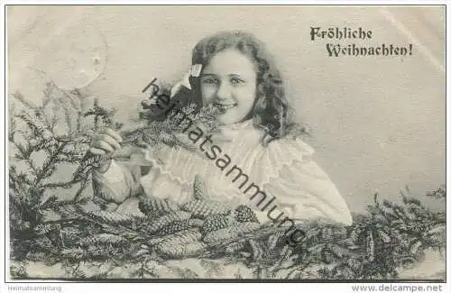 Fröhliche Weihnachten - Mädchen - Tanne - Verlag K.V.i.B. gel. 1907