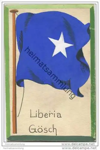 Liberia - Gösch - Flagge - keine Ansichtskarte - Grösse ca. 14 X 9 cm - etwa 1920 handgemalt auf dünnem Karton