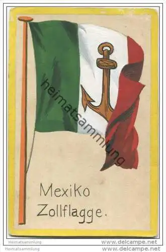 Mexiko - Zoll Flagge - keine Ansichtskarte Grösse ca. 14 X 9 cm etwa 1920 handgemalt auf dünnem Karton