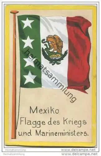 Mexiko - Flagge des Kriegs- und Marineministers - keine Ansichtskarte Grösse ca. 14 X 9 cm etwa 1920 handgemalt