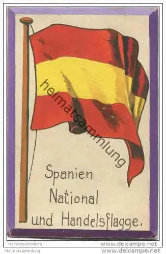 Spanien - National- und Handels Flagge - keine Ansichtskarte Grösse ca. 14 X 9 cm etwa 1920 handgemalt
