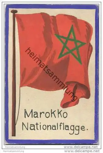 Marokko - National Flagge - keine Ansichtskarte Grösse ca. 14 X 9 cm etwa 1920 handgemalt auf dünnem Karton