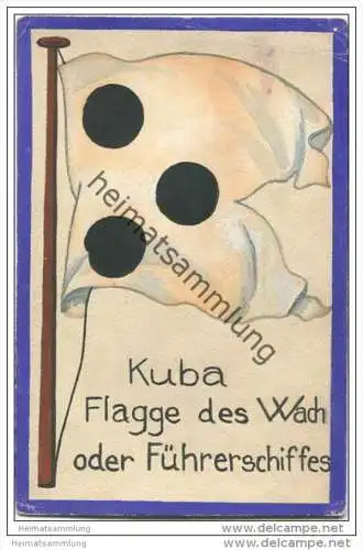 Kuba - Flagge des Wach- oder Führerschiffes - keine Ansichtskarte Grösse ca. 14 X 9 cm etwa 1920 handgemalt