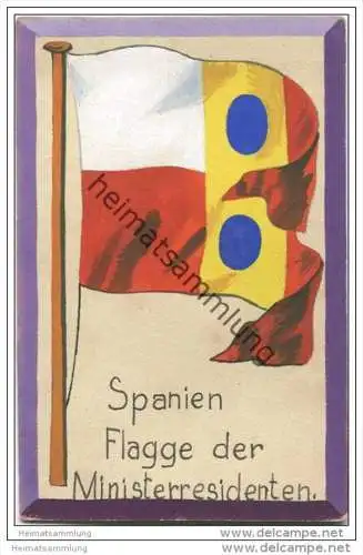 Spanien - Flagge der Ministerresidenten - keine Ansichtskarte - Grösse ca. 14 X 9 cm - etwa 1920 handgemalt