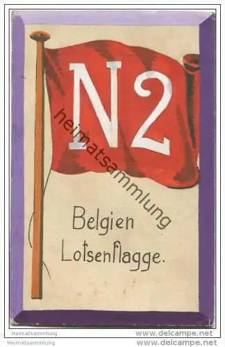 Belgien - Lotsen Flagge - keine Ansichtskarte Grösse ca. 14 X 9 cm etwa 1920 handgemalt auf dünnem Karton