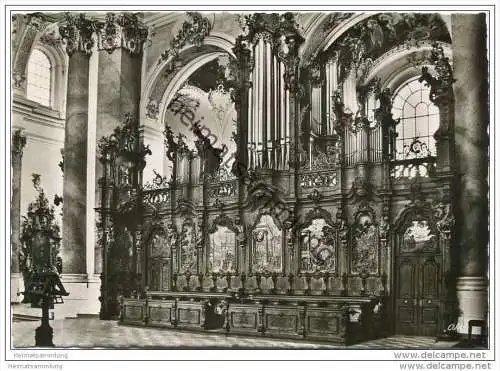 Ottobeuren - Basilika - Chorgestühl und Dreifaltigkeitsorgel - rechte Seite - Foto-AK-Grossformat