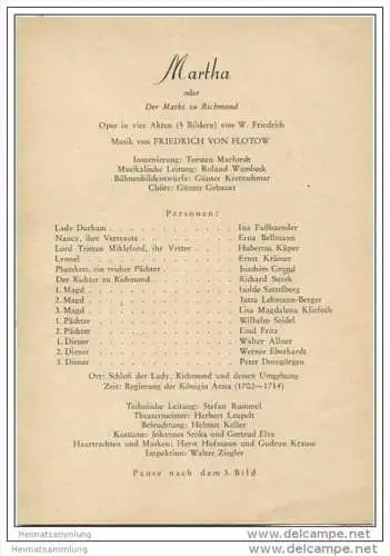 Landestheater Dessau - Spielzeit 1962 Nummer 8 - Martha von Friedrich von Flotow - Ina Fassbaender - Erna Bellmann