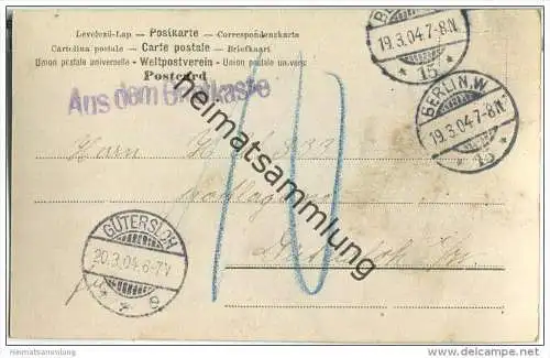 Ansichtskarte - Handstempel Aus dem Briefkaste - Nachporto - 1904 von Berlin W15