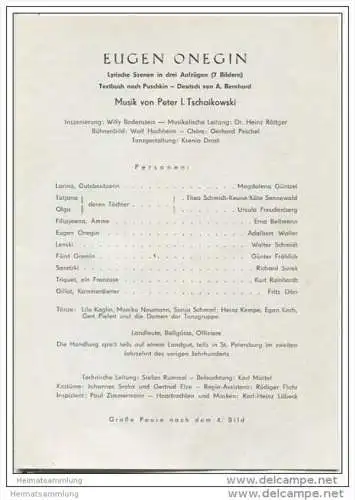 Landestheater Dessau - Spielzeit 1957/58 Nummer 4 - Eugen Onegin von Peter Tschaikowski - Magdalena Güntzel