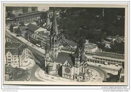 Berlin-Charlottenburg - Kaiser-Wilhelm-Gedächtniskirche - Foto-AK Luftaufnahme 1923