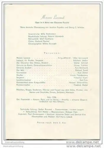 Landestheater Dessau - Spielzeit 1957/58 Nummer 21 - Programmheft Manon Lescaut - Giacomo Puccini - Käte Sennewald