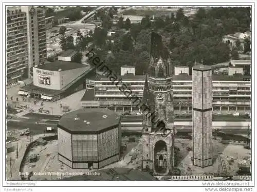 Berlin-Charlottenburg - Kaiser-Wilhelm-Gedächtniskirche - Foto-AK Grossformat Luftaufnahme 1961