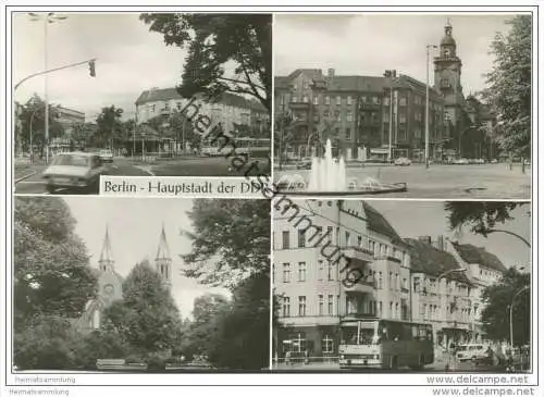 Berlin - Pankow - Vinetastrasse - Rathaus - Johannes-R.-Becher Strasse - Alte Pfarrkirche - Foto-AK Grossformat