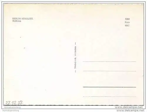 Berlin-Steglitz - Rathaus - Foto-AK Grossformat 1957