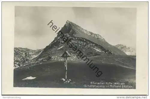 Biberacher Hütte - Schadonapass mit Rothorn - Foto-AK 20er Jahre