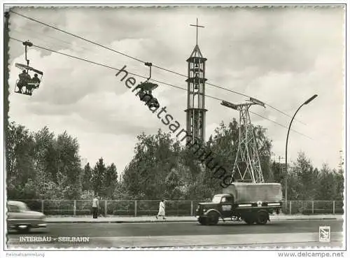 Berlin - Internationale Bauausstellung 1957 - Seilbahn - Kaiser-Friedrich-Gedächtniskirche - Foto-AK 50er-Jahre