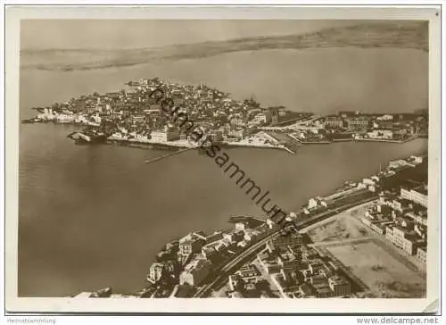 Siracusa - Porto Grande e Porto Marmoreo - Luftschiffaufnahme - Foto-AK Grossformat 30er Jahre - Vera fotografia