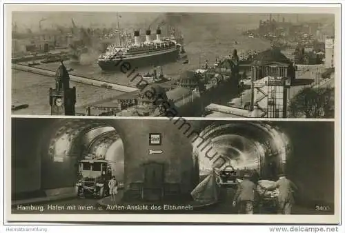 Hamburg - Hafen mit Innen- und Außen-Ansicht - Foto-AK 30er Jahre - Verlag Hans Andres Hamburg