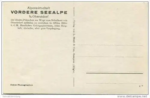 Alpenwirtschaft Vordere Seealpe - Foto-AK 30er Jahre - Verlag L. Weiß &amp; Cie. Kempten