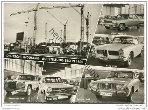 Deutsche Industrie-Ausstellung 1964 in Berlin - Automobile - Mercedes 600 - Glas 1700 - Taunus 20M - BMW 3200 - Opel Adm