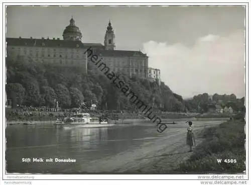 Stift Melk mit Donaubus - Foto-AK Grossformat - Erste Donau-Dampfschiffahrts-Gesellschaft