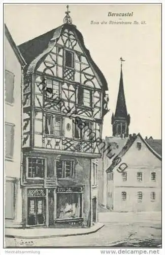 Berncastel - Haus alte Römerstrasse N° 45 - Künstlerkarte J. Gaar - Verlag August Krebs Buchhandlung Berncastel-Cues 20e