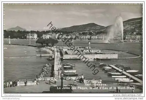 Geneve - La Jetee des Paquis - le Jet d' Eau - Foto-AK