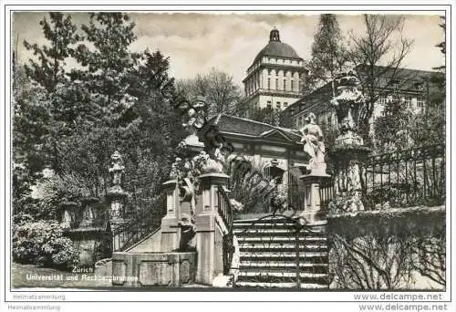 Zürich - Universität und Rechbergbrunnen - Foto-AK