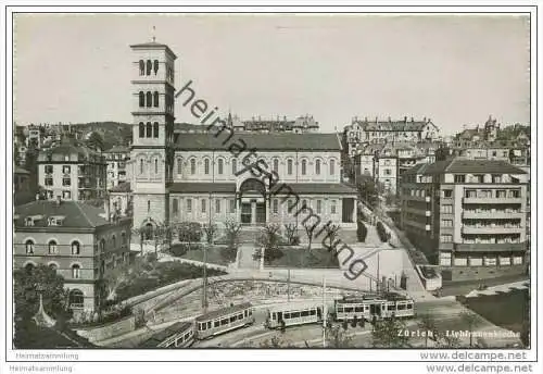 Zürich - Liebfrauenkirche - Strassenbahn - Foto-AK