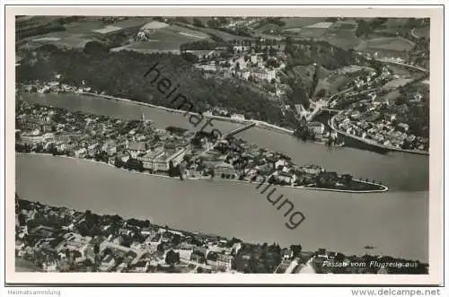 Passau - Flugaufnahme - Foto-AK 30er Jahre - Verlag A. Weber &amp; Co. Stuttgart
