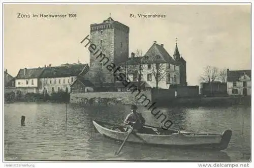 Zons im Hochwasser 1906 - St. Vincenshaus - Verlag Peter Norff Zons