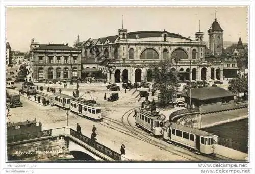 Zürich - Hauptbahnhof - Strassenbahn - Tram - Foto-AK