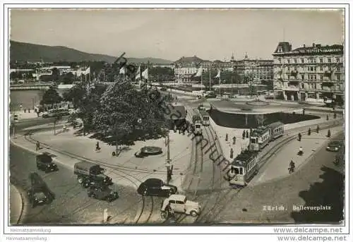 Zürich - Bellevueplatz - Foto-AK - Strassenbahn - Tram