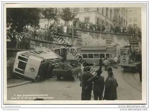 Zürich - Das Strassenbahnunglück vom 10.09.1930 an der Gloriastrasse - Foto-AK Grossformat