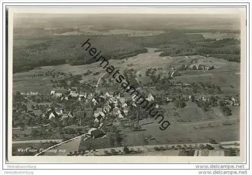 Altensteig - Wart - Flugzeugaufnahme - Foto-AK - Posthilfsstellen-Stempel Wart über Nagold